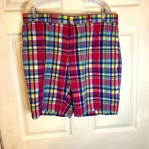 Polo Golf Ralph Lauren Mens 36 Links Fit Shorts Pink Blue Green Plaid 10" Inseam